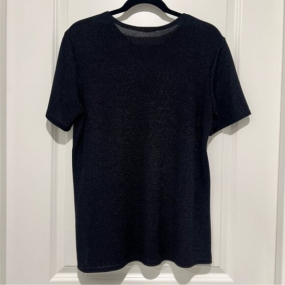 Vintage Kathie Lee Collection Women's Shimmery V-Neck Top Short Sleeve Sz. Large - Picture 7 of 9